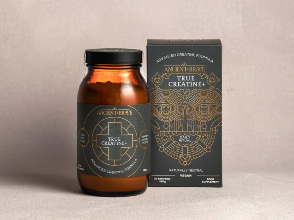 Ancient + Brave True Creatine+ supplement — a high-quality creatine formula to support muscle strength, energy and body composition in perimenopause.