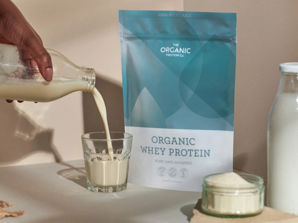 Organic whey protein powder from The Organic Protein Co, a high-quality, unflavoured protein source ideal for supporting muscle, metabolism and fat loss in perimenopause